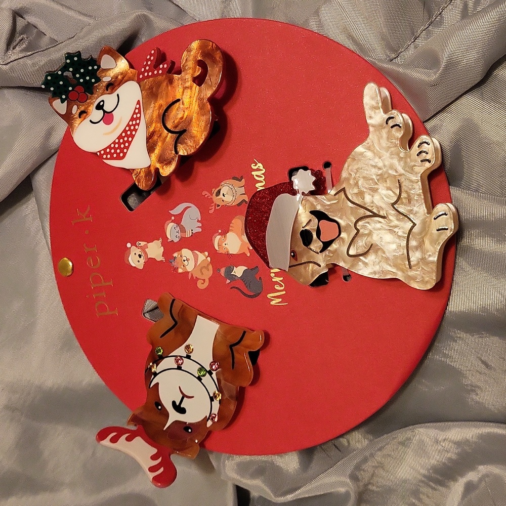 Doggie holiday hairclips brand new